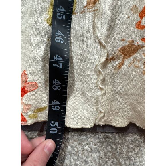 Per Una 100% Linen Floral Bias Cut Midi Dress US Size 8L Vtg Y2K Boho Cottage - Picture 8 of 12